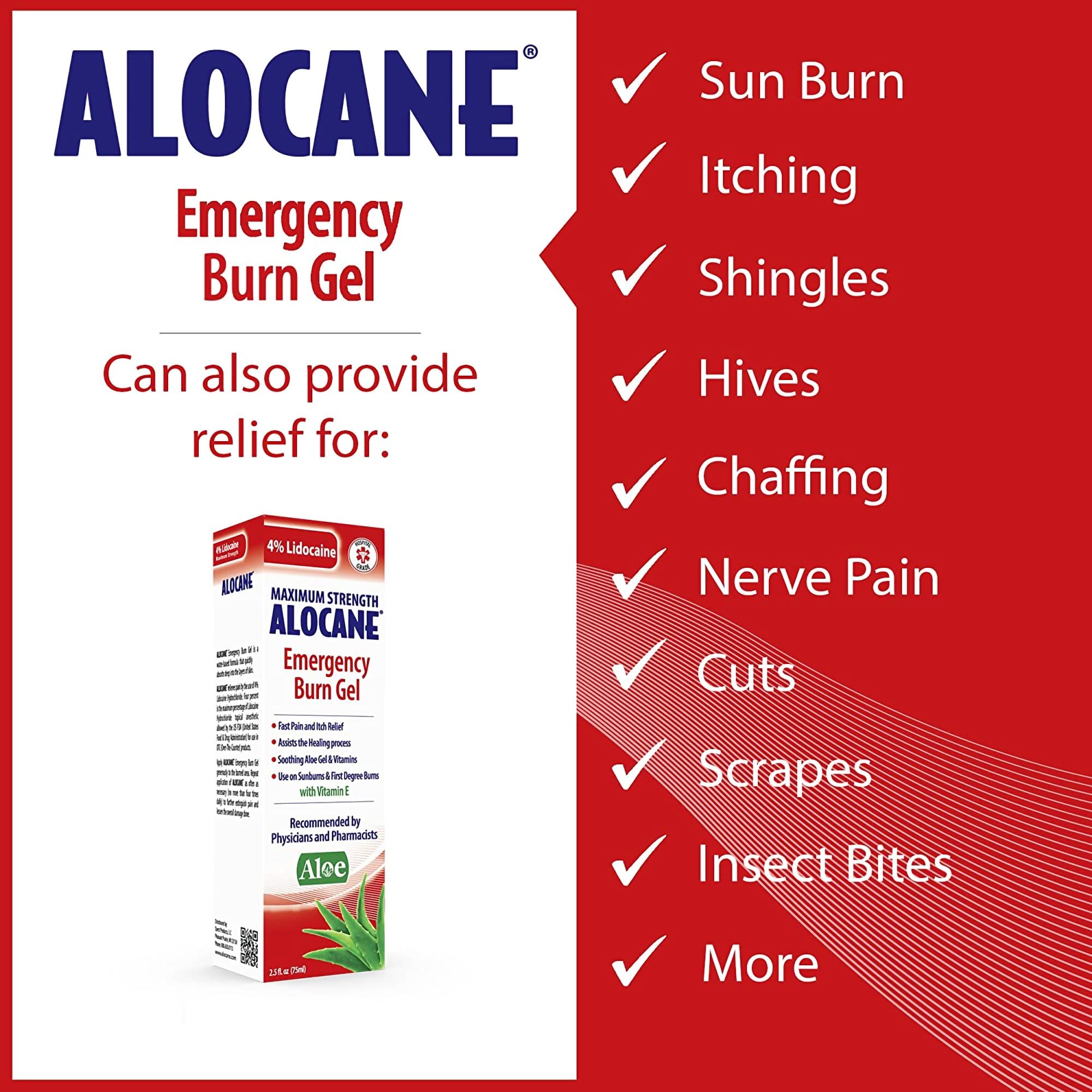 ALOCANE Emergency Burn Gel, 4% Lidocaine Max Strength Fast, 41% OFF