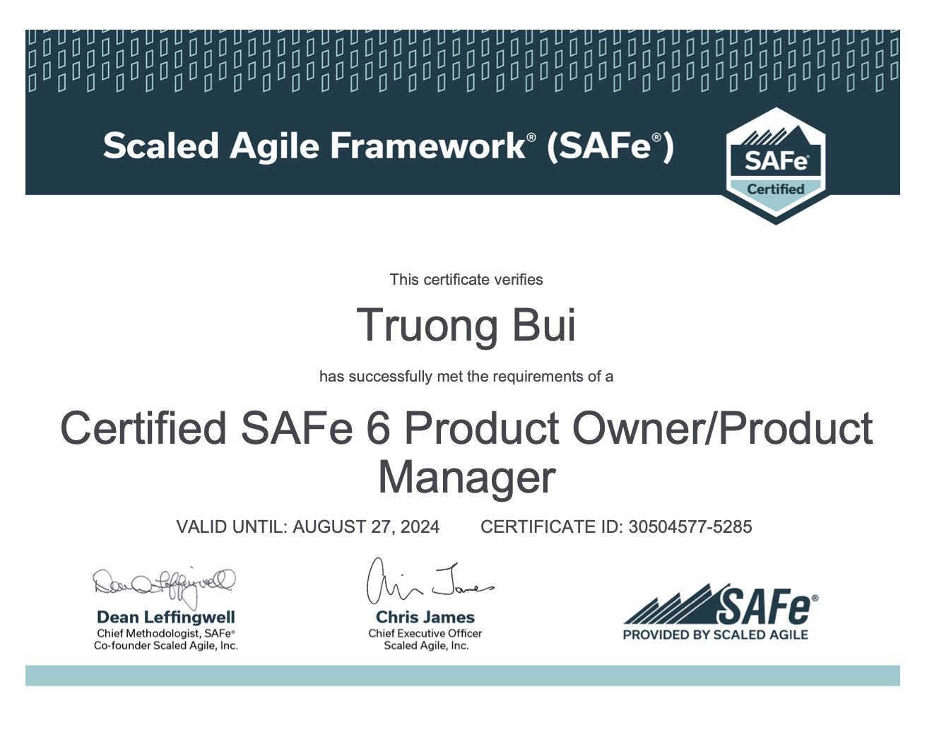 Certified SAFe® 6 Product Owner/Product Manager Certified SAFe® 6 Product Owner/Product Manager