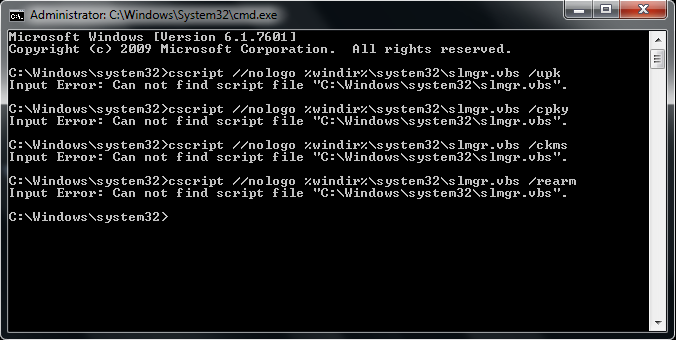 Lỗi mất file slmgr.vbs