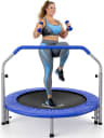 SereneLife 40" Foldable Mini Trampoline for Adults - Compact Fitness Rebounder with Adjustable Foam Handle, Exercise Trampoline with Max Load 330lbs, Indoor/Garden Whole-Body Workout
