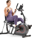 Sunny Health & Fitness Smart Recumbent Bike, Wide Cushioned Seat & Back, Indoor Cycling Machine for Adult/Seniors Home Exercise, Free SunnyFit App Connection