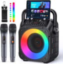 CYY Karaoke Machine, Portable Bluetooth Speaker with 2 Wireless Microphones