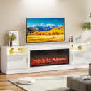 LEMBERI 70" Fireplace TV Stand, Modern Entertainment Center, White