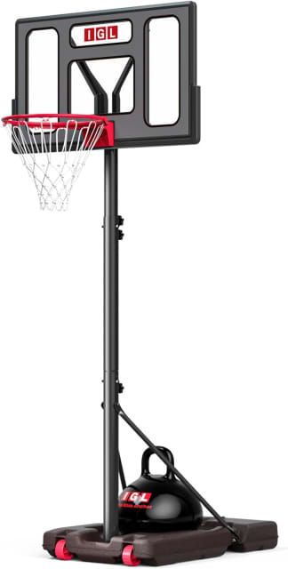 IGL Portable Basketball Hoop, 5.6-10FT Adjustable Basketball Goal System, 40/44 Inch Outdoor Basketball Hoop & Goals for Kids, Youth, and Adults in The Backyard, Driveway with PC Backboard
