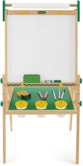 Crayola Wooden Art Easel for Kids, 2-in-1 Dry Erase Board & Chalkboard, Gifts for Toddlers, Ages 3, 4, 5