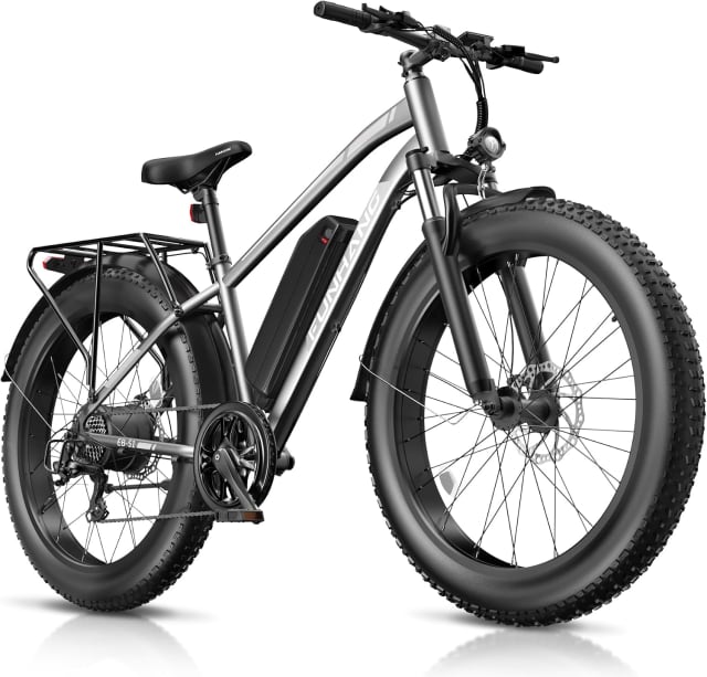 Funhang Electric Bike for Adults, 1000W Peak Ebike, 20MPH 60Miles Electric Mountain Bike, 26" Fat Tire Electric Bicycle with 48V 13AH Battery, Front Suspension,7 Speed, Rear Rack, UL 2849 Certified