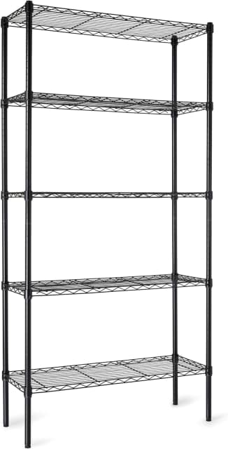 Amazon Basics 5-Shelf Adjustable Heavy Duty Steel Wire Storage Shelves for Garage, Kitchen, Easy Assembly, 36" x 14" x 72", Black