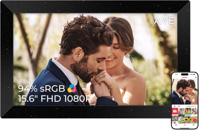 Frameo Digital Picture Frame 94% sRGB Stardust Black 15.6" WiFi 1920 * 1080