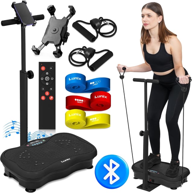 Lunix LX18 Vibration Plate Exercise Machine with Handles & Magnetic Acupoints, Power Platform for Lymphatic Drainage, Full Body Workout Home Fitness Equipment with Phone Holder