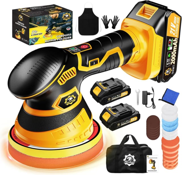 Cordless Car Buffer Polisher kit, DA Polisher with 2*21V Batteries