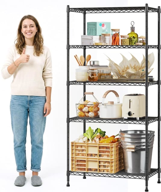 Romorgniz 5-Tier Adjustable Wire Shelving, 1010LBS, Kitchen Pantry Garage