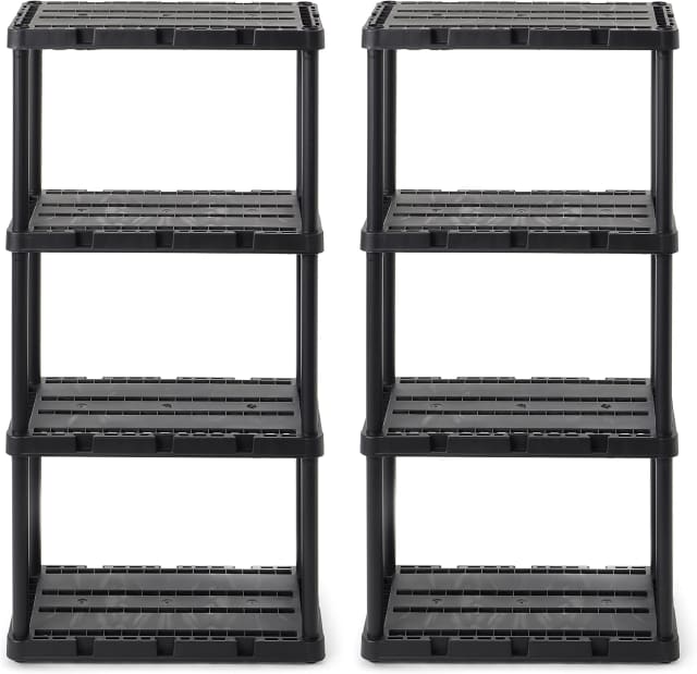 Gracious Living Knect-A-Shelf 4-Shelf Light-Duty Storage, Black, 2-Pack