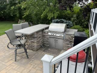 built in grill on patio.