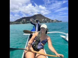 Canoe surfing with my cousin on the sacred waves of Oahu