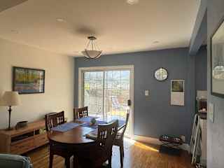 The dining room, looking out to the back deck