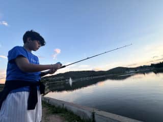 Kareem fishing,..Even though we threw the fish back!