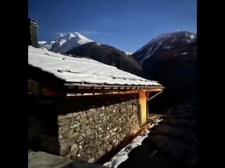 Mont Pourri at night in the full moon