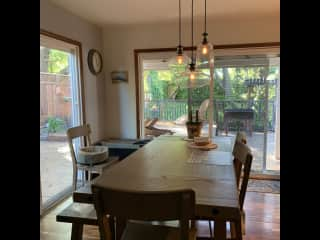 Dining room facing back yard on creek