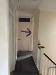Upstairs, arrow pointing to bedroom you will use!