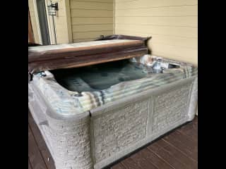 6 person hot tub on lower deck.