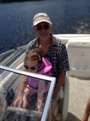 Mya driving boat with Papa