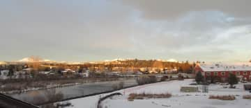 View of the Cascade mountains from our home in the Old Mill