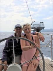 Bev and David on a sailing holiday