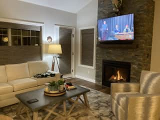 Living area with fireplace