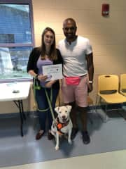 Buko earning his obedience training certificate