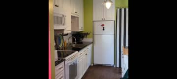 Kitchen -- has microwave, dishwasher, stove/range, and new refrigerator.