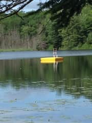 swim raft on the private lake