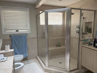 Two sink master bath with walk in shower and bidet. 2 other baths have tubs.