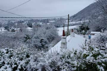 Snowy scene from front balcony