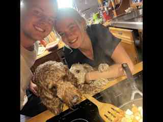 Cooking with the doggies at Home
