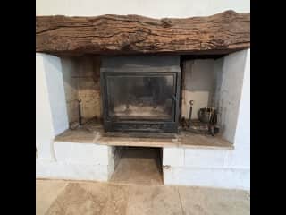 Big log burner in the sitting room