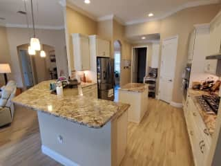 Kitchen with plenty of counter space and large pantry.