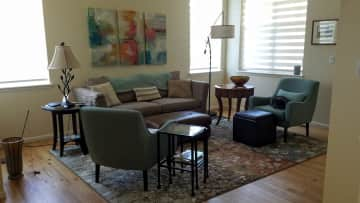 Upstairs family room with TV. This room gets a lot of beautiful sunlight during the day.