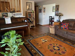 Living room with piano