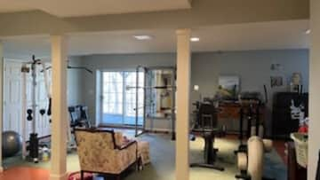 ground/basement floor and exercise equipment