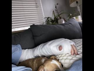 Maggie comforting me when I broke my wrist