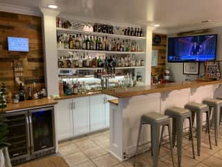 The home bar- complete with 4 working taps!