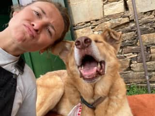 In Spain, chilling with our friend Toby.