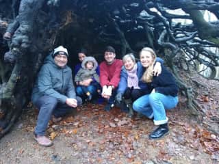 Mehrdad and I with all the family - hiding in a tree for reasons we can’t remember ..