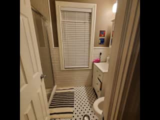 1st floor bathroom with standup shower, by the kitchen.