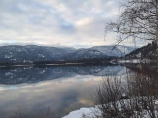 The lake Krøderen just below the premises.