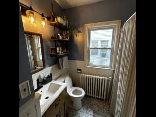 Bathroom. We have a tub/shower, and a half bath downstairs (really just a toilet and a sink)