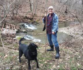 Checking out the creek with Momma.