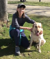 With Pippa, my favorite yellow lab and longtime dog sit pup