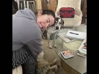 We take cuddles seriously. And when we feel something off, we look. Turns out, Tripel (on the floor) had a tick. This was successfully removed by us, so the cuddles continue!