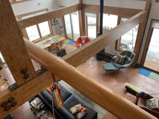 View from the loft to downstairs living area